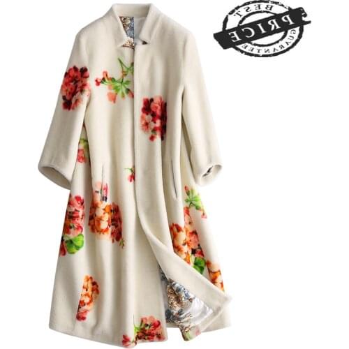 Real Fur Coat Female Autumn Winter Elegant Long Sheep Shearing Jacket Women Clothes 2021 Korean Vintage Wool Tops 1a0a0