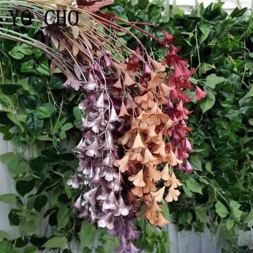 Plastic Artificial Bell Flower Vine Flowers 4 Branches Fake Flowers Rattan Home Wedding Party Decor DIY Wreath Fake Plants Vine