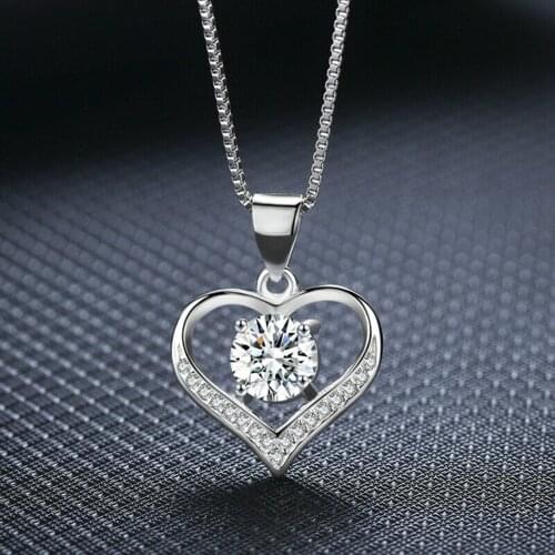 Heart Crystal Pendant Silver Color for Chain Necklace Womens Ladies Jewellery SEC88