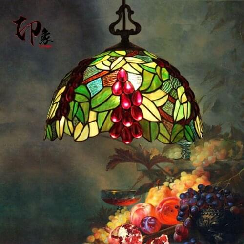 12Inch grape Tiffany pendant light Stained Glass Lamp for Bedroom E27 110-240V
