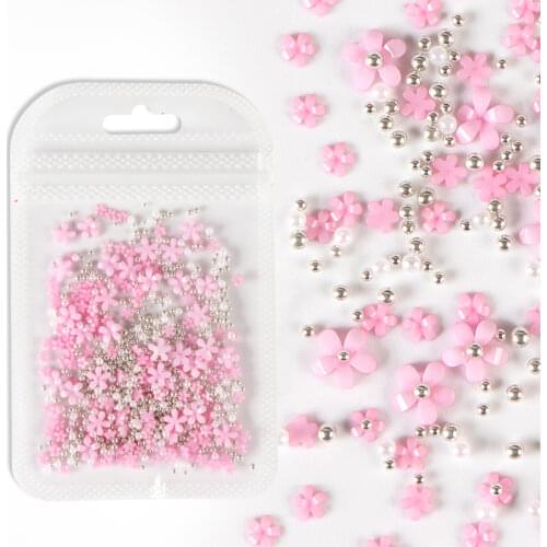 Resin Flowers Mixed Gold Silver Beads Crystal Silicone Mold Filling Nail Art Decorations DIY Accessories Jewelry Making Supplies