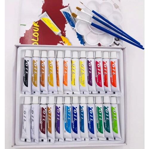 24pcs 12ML Professional Tube Oil Paints Art For Artists Canvas Pigment Art Supplies Drawing Free For Brush And Paint Tray