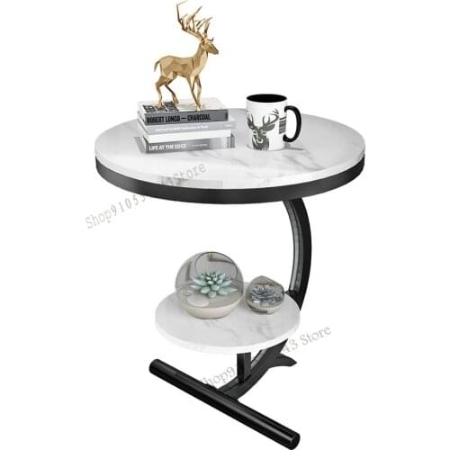 Light Luxury Corner Table Marble Side Table Living Room Sofa Side Table Balcony Small Round Table Bedside Cabinet Creative Nordi