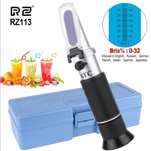 RZ Refractometer Sugar Brix 0-32% ATC Handheld Sugar Meter Fruit Saccharimeter RHB-32ATC Auto Digital Portable Refractometer