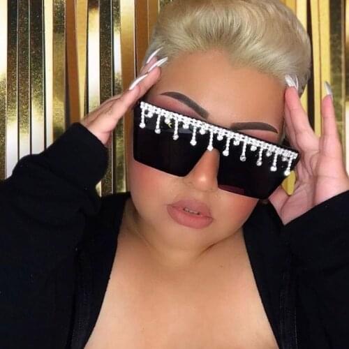 High Quality Womens Crystal Sunglasses Lady Square Shades Luxury Rhinestones Sunglasses Female Driving Glasses zonnebril dames