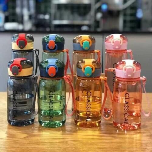 400ml Bounce cover water bottle Leak proof Sports bottle plastic cups 4 Colors
