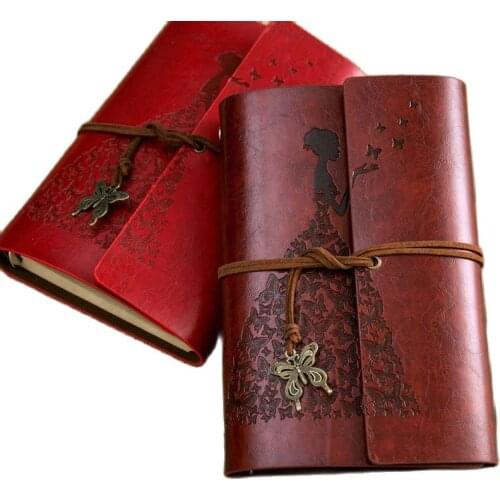 Butterfly Travelers Vintage Notebook PU Leather Blank Kraft Diary Note Book Journal Sketchbook Stationery School Office Supplies