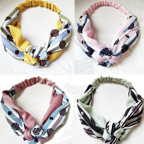 5pcs Women Flower Headband Bohemian Elastic Headbands China Knot Floral Print Turban Girls Hairbands Headwrap Hair Accessories