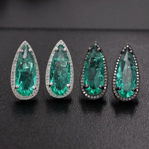 Water Drop Design pend Fusion Stud Earrings nature stone with crytal glass party earrings fashion jewelry for women gift