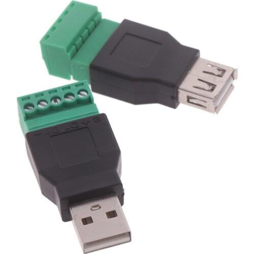 1Pcs USB Female To Screw Connector USB Plug With Shield Connector USB2.0 Female Jack USB Female To Screw Terminal
