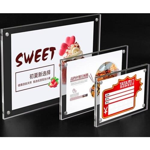 120x80mm Wall Tabletop Acrylic Magnet Products Price Name Label Picture Photo Display Sign Holder Frame Display Racks