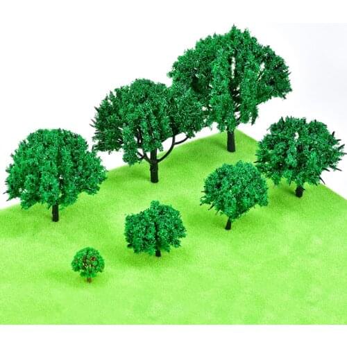 14pcs/lot the train railway wire trees model tree mixed 3-11cm