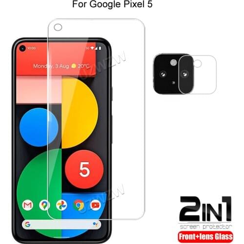 2 in 1 For Google Pixel 5 (5g) Camera Lens Film & Protective Phone Screen Protector Tempered Glass Guard