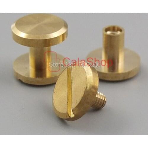 20 pcs 4 x 8mm solid Brass 10mm flat head Button Stud Screw nail Chicago Screw Leather Belt Free F369