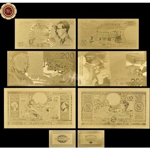 3pcs/lot WR Fake Money Bills Belgium Gold Plated Banknotes Prop Money Foil Banknotes Birthday Gift Dropshipping2020