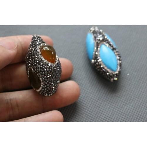 5pcs Charming Grey Crystal Necklace Pendant, Sexy Nugget Gems Stone Beads, DIY Fashion Women Jewelry Making Beads