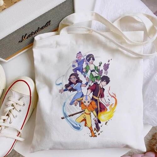 Avatar The Last Airbender Aang Appa Anime Badass Art Canvas Bag Totes Bags Shopper Shopping Bags Handbag Girls Casual Book Bags