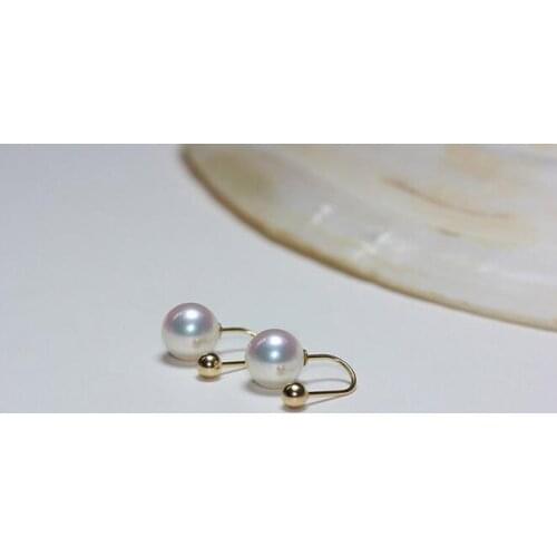 Free shipping charming 10-11mm natural round south sea pearl white earring 18k