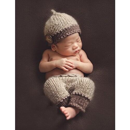 Free shipping, baby boys hat and pants baby set newborn knitting photography photo prop size:0-1m,3-4m newborn hat caps