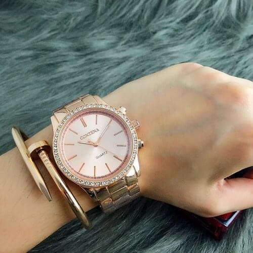 CONTENA Rose Gold Watch Women Watches Luxury Rhinestone Womens Watches Fashion Ladies Watch Clock reloj mujer relogio feminino