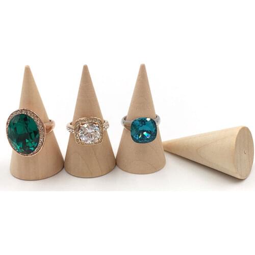 Cone Shaped Ring Holder Wood Jewelry Ring Storage Display Cone Shaped Creative Ring Shelf Display Tools Jewelry Storage Supplies