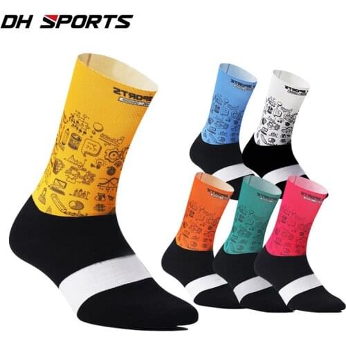 DH SPORTS Fiber Fabric Cycling Socks Comfortable Men Women Bicycle Running Sport Socks Anti Slip Hiking Climbing Socks