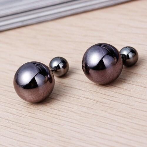 DoreenBeads Fashion Round Acrylic Double Sided Ear Post Stud Earrings Ball For Women Party Club Earrings Jewelry 8mm 16mm,1Pair