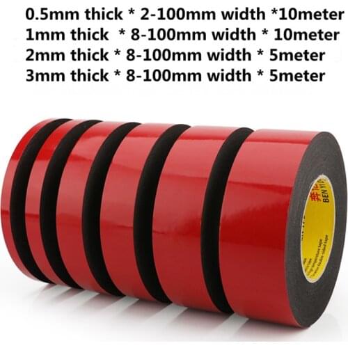 0.5mm 1mm 2mm 3mm thick Black Sponge Double Sided Foam Adhesive Tapes 2mm 5mm 10mm 30mm 50mm 100mm width