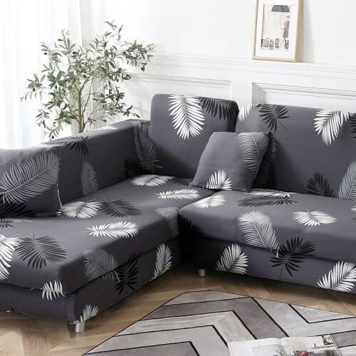 Elastic Spandex Sofa Cover for Living room Tight All-inclusive Couch Covers Leaves Printed style Sectional Corner sofa protector