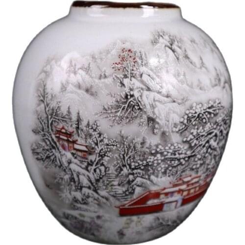 China Old Porcelain Pastel Snow Picture Pattern Pot