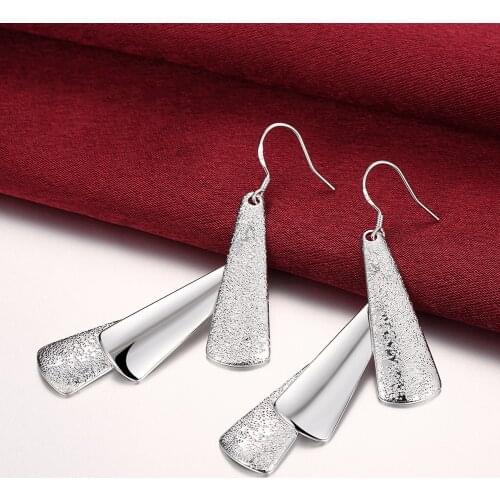 Hot sale high quality Jewelry 925 Sterling Silver Earring Fashion Woman geometry long earings Gifts