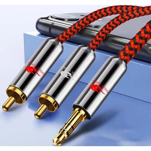 Stereo Aux Jack 3.5mm to 2 x RCA Male Audio Cable for Laptop Phone PC Speaker Amplifier Mixer 2RCA Splitter Y Shielded Cords