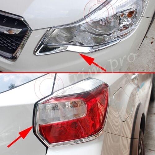 Chrome Head & Rear Tail Light Lamp Cover Trim Fit For Subaru XV Accessories 2012 2013 2014 2015 2016 Decoration ABS style