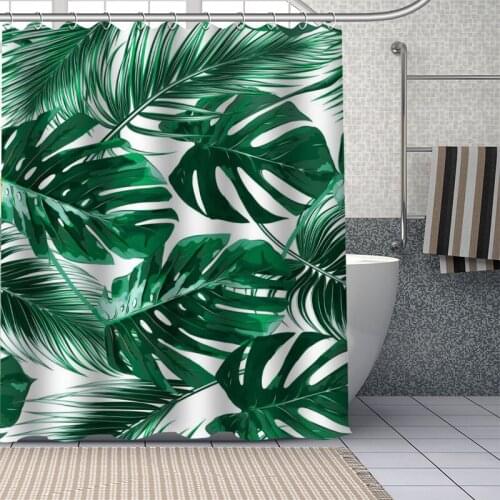 Palm-Leaf Art Shower Curtains Waterproof Fabric Bathroom Decoration Supply Washable Bath And Shower Curtain Custom