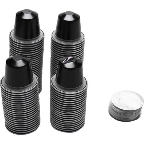 100 Sets Refillable Coffee Capsule Cup Disposable Nespresso Pod for Nescafe Automatic Coffee Machine Food Package Cafe Supplies