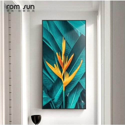 Nordic Green Leaf Yellow Flower Canvas Painting Plants Wall Art Pictures For Living Room Home Decor Modern Posters And Prints