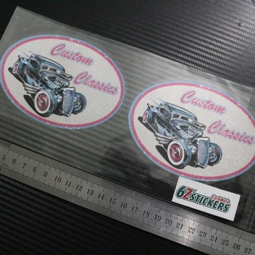 Custom Classic Aged Look vintage Sticker 2P Hot Rat Rod Car Retro Decal