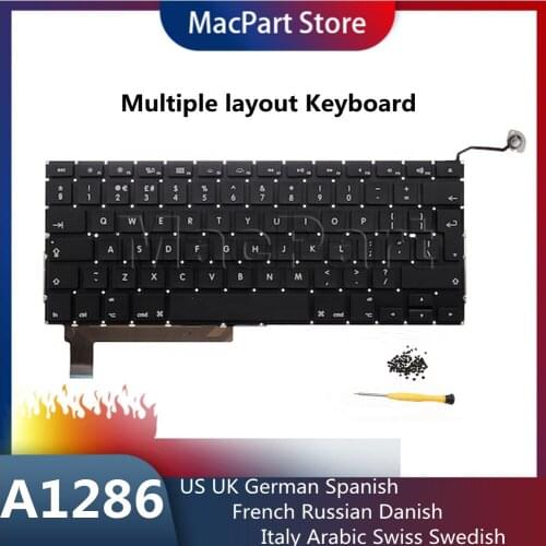 New for Macbook Pro 15" A1286 Keyboard US UK EURO EU German French Danish Russian Spanish 2009 2010 2011 2012