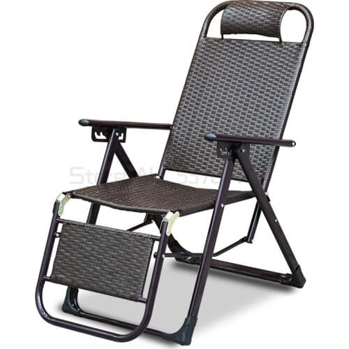 Rattan chair recliner folding lunch break lazy outdoor beach chair adult nap backrest leisure chair