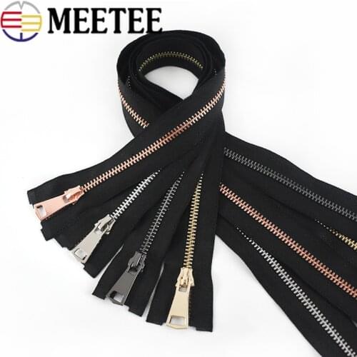5pcs Meetee 15/60/70/80cm 5# Metal Zippers Auto Lock Zips for Down Coat Garments Zipper Shoes Pocket Garment Sewing Accessories