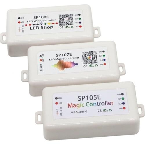 SP107E Music Controller SP105E Magic Bluetooth Controller SP108E LED WIFI Controller for WS2812B WS2811 6812 Led Strip DC5V-24V