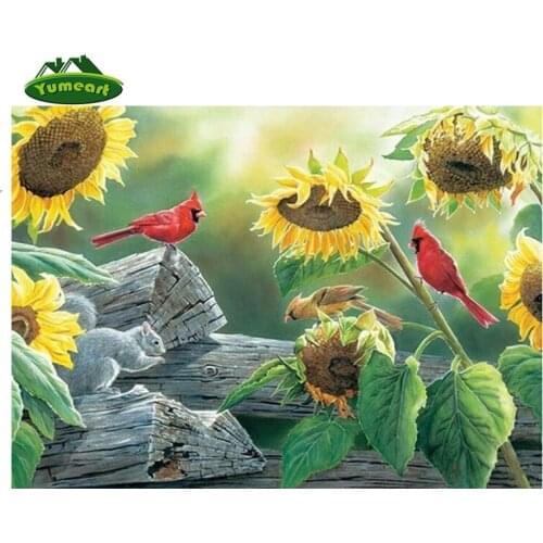 Diy Diamond Painting Rhinestone Cross Stitch Square Crystal Set Unfinished Decorative Diamond Embroidery Bird Squirrel Sunflower