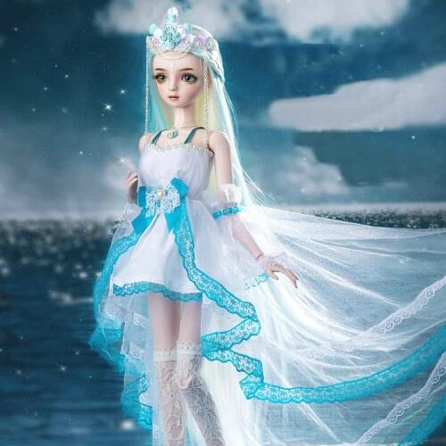 2021 New Handpainted Makeup Glass Eyes Jointed Princess Dolls Large 60cm 1/3 Bjd Doll Full Set Birthday Toys For Girls