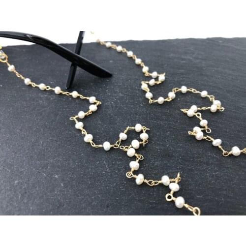 Pearl Glasses Chain, Gold Eyeglass Chain, Sunglass Chain