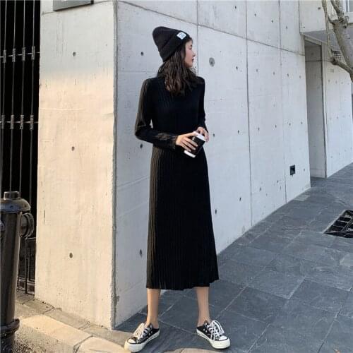 Autumn Winter Warm Long Maternity Sweater Breastfeeding Dresses Fashion Stripe Knit Sweater Nursing Dress for Pregnancy Hot Sale