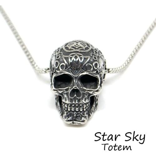 Retro Locomotive Skull Stainless Steel Pendant Necklace Hippie Rider Hip Hop Fashion Jewelry
