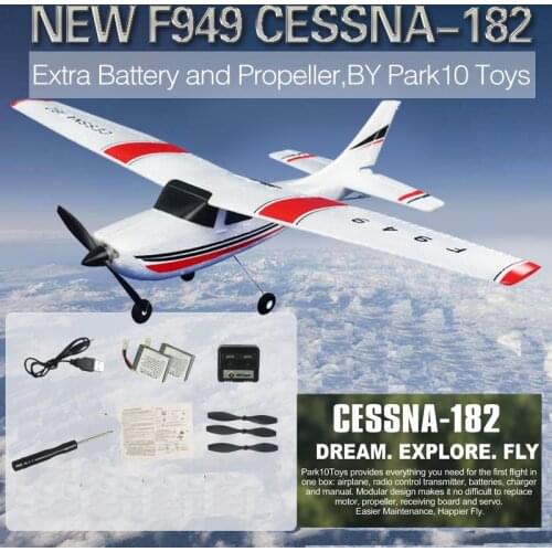 Parkten WLtoys F949 2.4G 3CH Cessna 182 Micro RC Airplane BNF Without Transmitter Outdoor Drone Toy for Ages 14+ Kids Gift