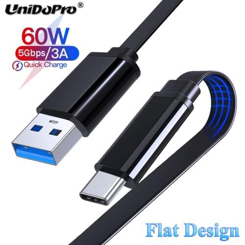 USB C to USB A 3.0 Cable Flat Type C Fast Charger for Nintendo Switch / for GoPro Hero 7 6 5 , OnePlus Nord 8 8T 7 Noodle Cable