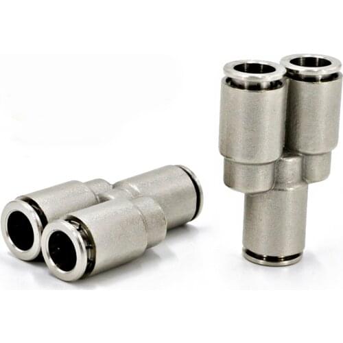 Pneumatic quick connector copper nickel plated metal trachea quick connector PY4 6 8 10 12mm hose air compressor accessories
