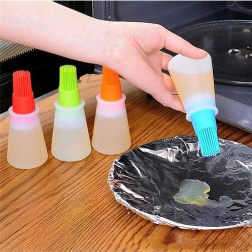 Portable Silicone Oil Bottle with Brush Grill Oil Brushes Liquid Oil Pastry Kitchen Baking BBQ Tool Kitchen Tools for BBQ